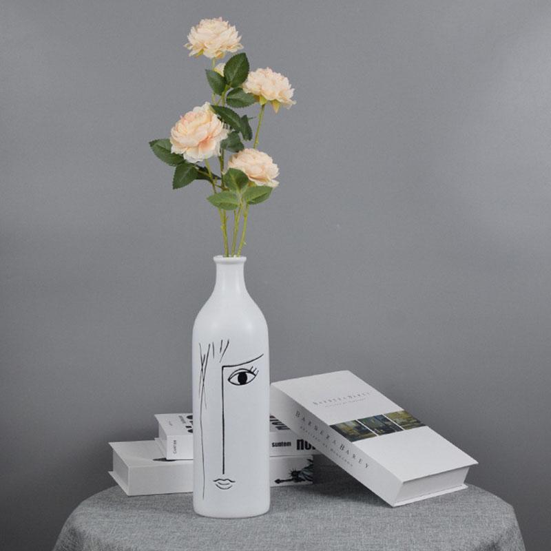 Vases Nordic Artist Human Face Ceramic Flower Vase Home Decoration Modern Plant Holder Desk Hydroponics Room Decor