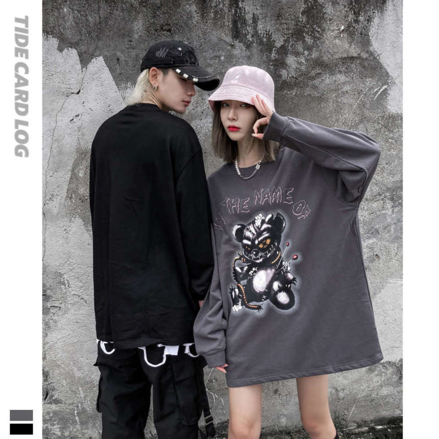 Autumn winter new dark mourning high street style hip hop horror bear printed sweater loose men's and women's fashion top bottom, Black
Autumn winter new dark mourning high street style hip hop horror bear printed sweater loose men's and women's fashion top bottom, Black