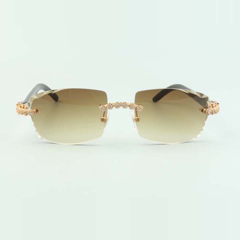 Bouquet Dia buffs Sunglasses 3524015 with Natural mixed buffalo horn glasses and cut Lens 3.0 Thickness