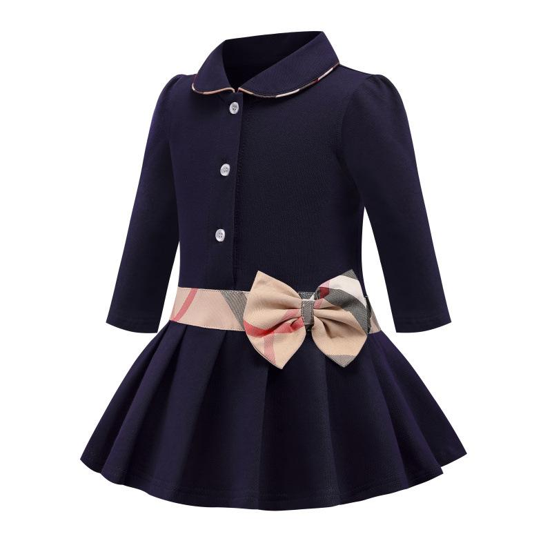 Kids Girls Dress Spring and Autumn Lapel Dress Princess Children Formal Dresses Baby Girls Clothing 2-7Y