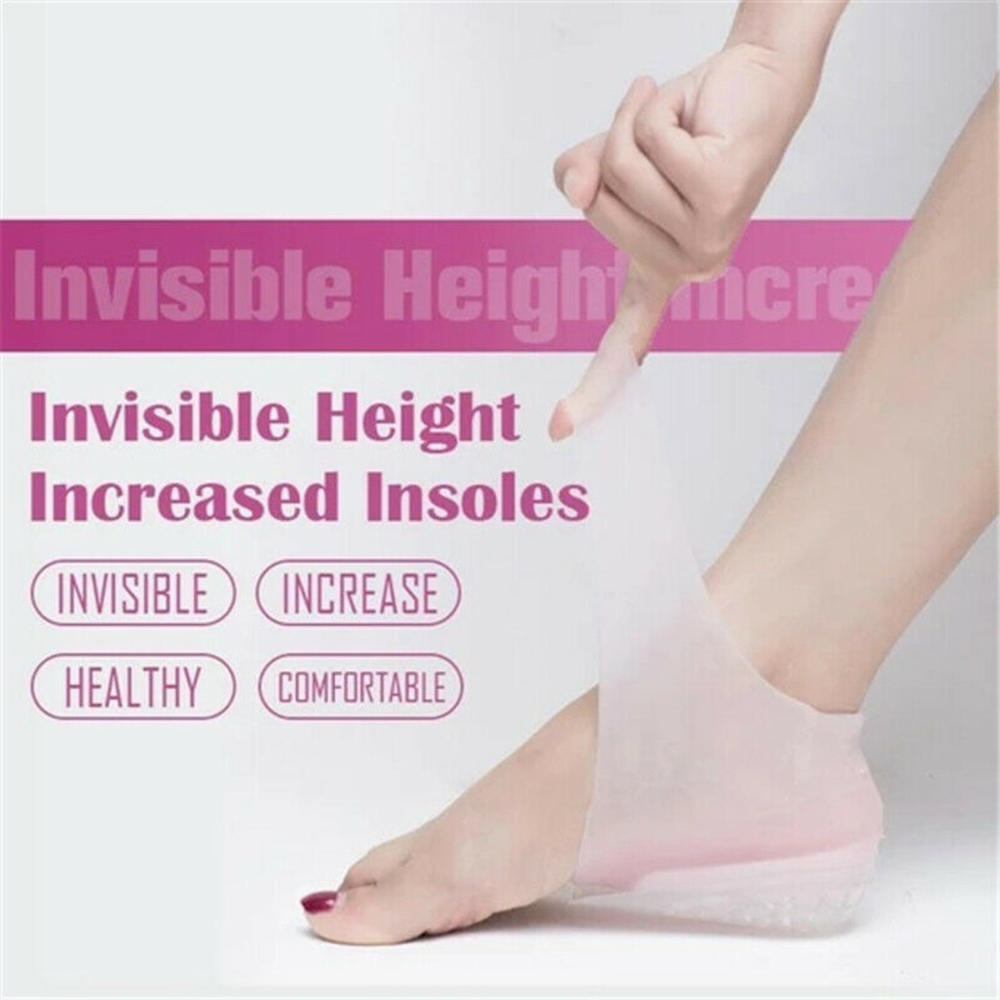 Silicone Invisible Inner Height Insoles Lifting Increase Socks Outdoor Foot Protection Pad Men Women Heel Cushion Hidden Insole
