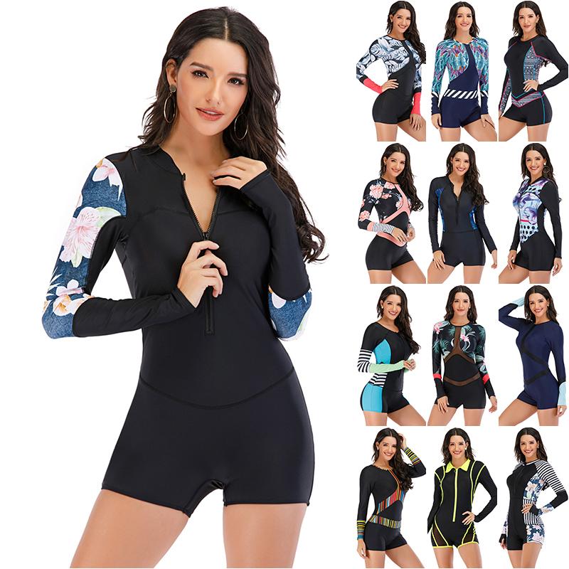 Long Sleeve Wet Suit Women Zipper Rash Guard Floral Patchwork One Piece S-2XL Girl Plus Size Surfing Swimwear One-Piece Suits
Long Sleeve Wet Suit Women Zipper Rash Guard Floral Patchwork One Piece S-2XL Girl Plus Size Surfing Swimwear One-Piece Suits