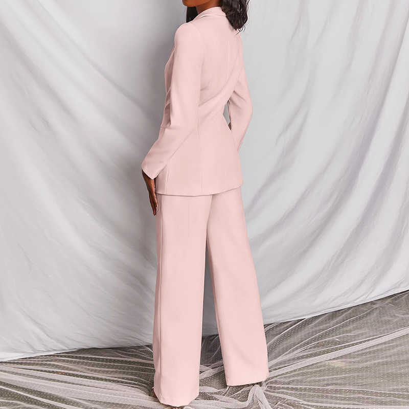 Two-Pieces Women Blazer Suit Sexy Elegant Woman Jacket And Trousers Female Blazer Pink Yellow Chic Women Outfit Office Ladies 211007