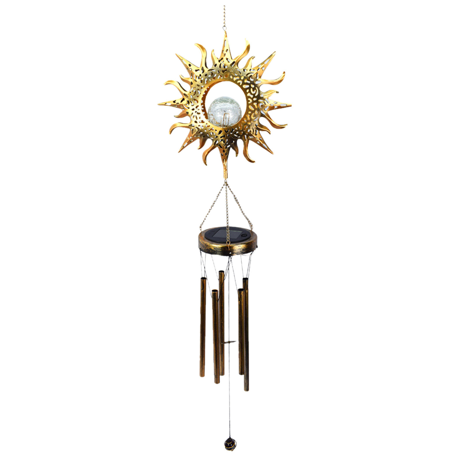 Sun moon wind chimney creative luminous metal ornaments veranda dripping wind chimes hanging decorations present 2021