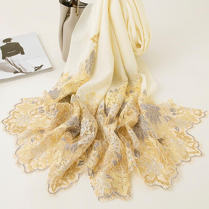 Scarves Winter Pure Wool Women Luxury Lace Embroidery Stole Beige Shawl Wrap Female Warm Pashmina 100% Cashmere Foulard Femme
Scarves Winter Pure Wool Women Luxury Lace Embroidery Stole Beige Shawl Wrap Female Warm Pashmina 100% Cashmere Foulard Femme