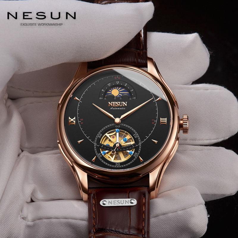 Wristwatches Nesun Men's Skeleton Mechanical Watch Switzerland Moon Phase Waterproof Sport Automatic Leather Relogio Male, Slivery;brown
Wristwatches Nesun Men's Skeleton Mechanical Watch Switzerland Moon Phase Waterproof Sport Automatic Leather Relogio Male, Slivery;brown