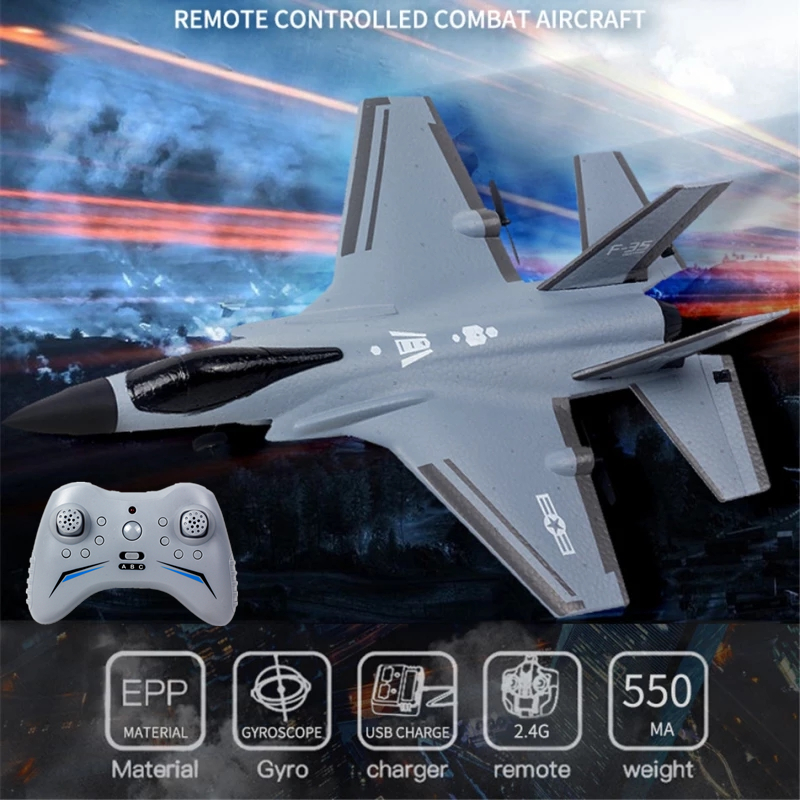 Simulation Six Axis Gyroscope Rcing F35 RC Fighter Jet Back Somersault 3 Mode Switch Dual-engine Remote Control Airplane, Gray 1battery
Simulation Six Axis Gyroscope Rcing F35 RC Fighter Jet Back Somersault 3 Mode Switch Dual-engine Remote Control Airplane, Gray 1battery