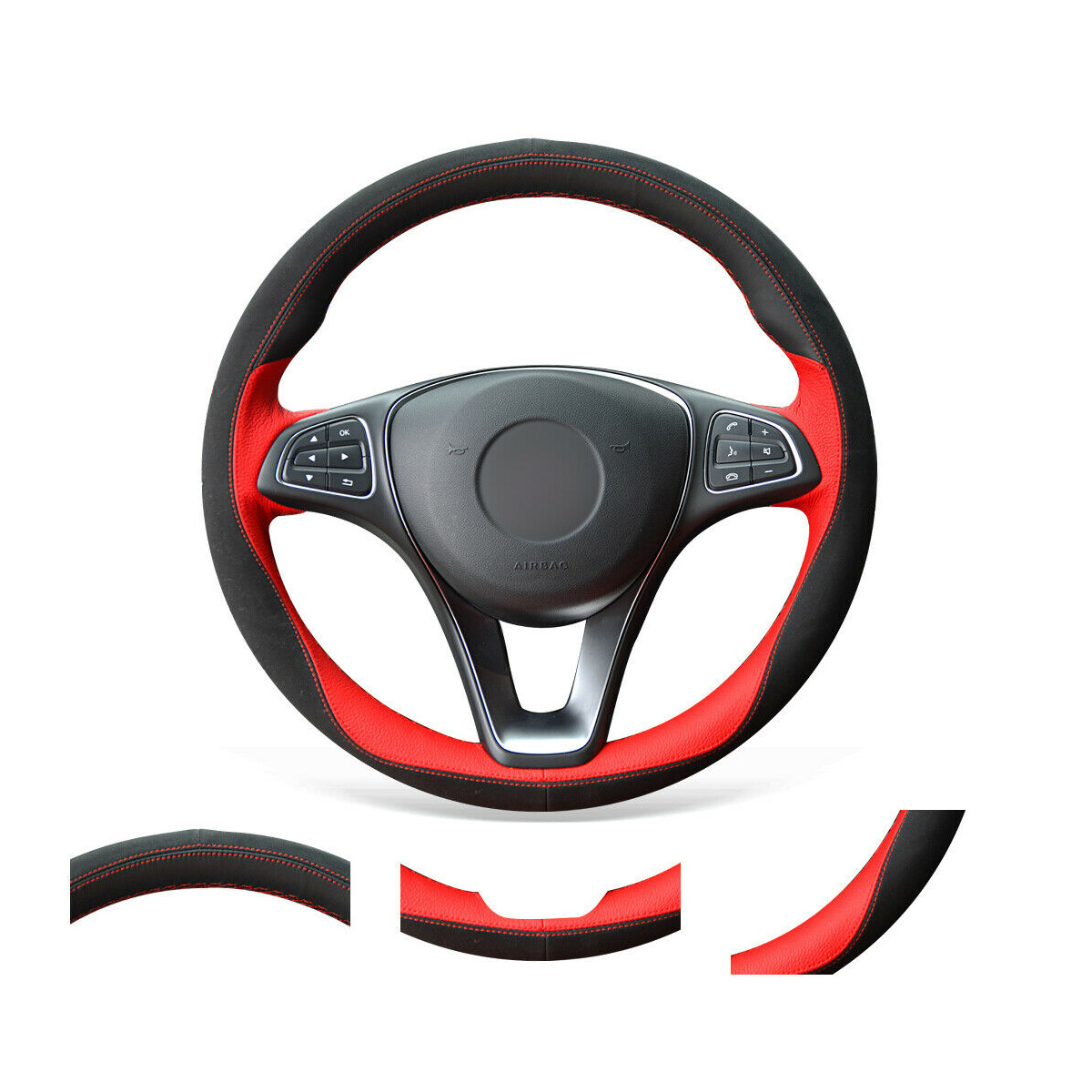 diy custom soft black suede red leather steering wheel cover for benz w205 c117 c218 w213 x15
diy custom soft black suede red leather steering wheel cover for benz w205 c117 c218 w213 x15