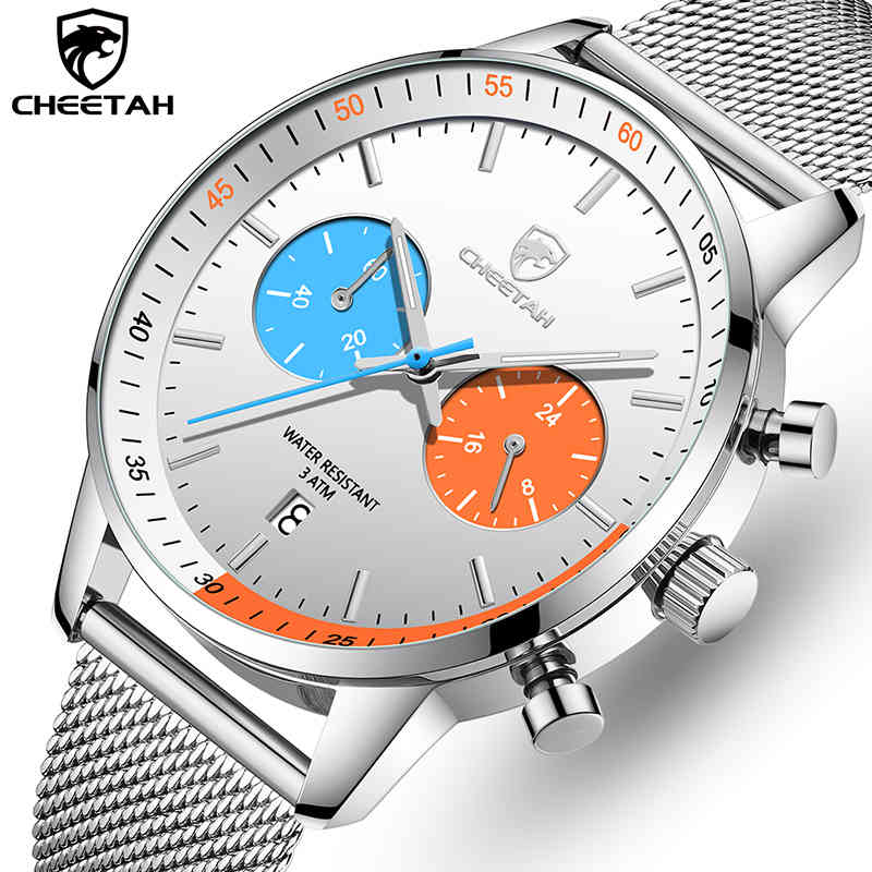 Mens Watches CHEETAH Top Luxury Brand Stainless Steel Quartz Watch Men Waterproof Business Chronograph Clock Relogio Masculino 210517, Silver gold white
Mens Watches CHEETAH Top Luxury Brand Stainless Steel Quartz Watch Men Waterproof Business Chronograph Clock Relogio Masculino 210517, Silver gold white