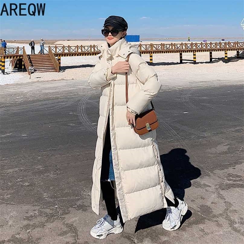 Winter Clothe Woman Parkas X-long Black Beige Thick Warm Jacket Ankle Length 211013