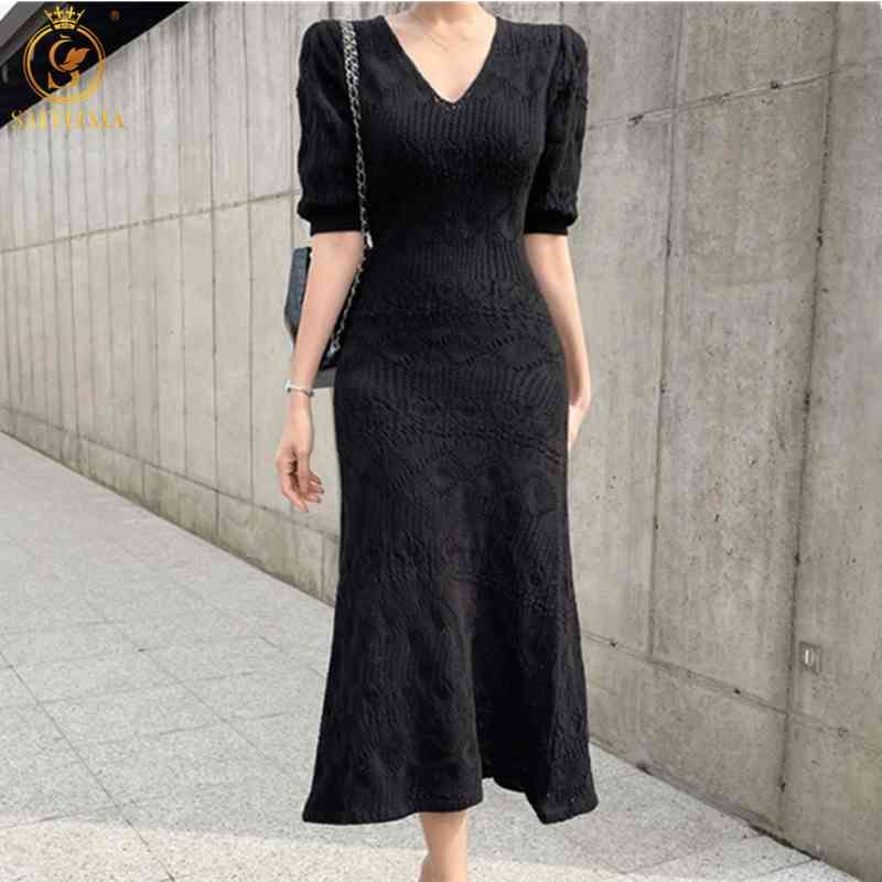 Fashion Casual Solid Sexy V-Neck Slim Korean Chic Summer Dresses Women's Short Sleeve Mid-Length Mermaid Dress 210520, Photo color
Fashion Casual Solid Sexy V-Neck Slim Korean Chic Summer Dresses Women's Short Sleeve Mid-Length Mermaid Dress 210520, Photo color