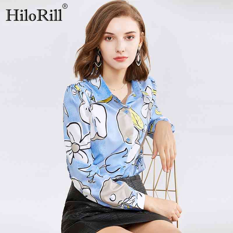 Women Shirts Blouses Long Sleeve Floral Print Blouse Casual Office Ladies Turn Down Collar Shirt Tunic Tops 210508