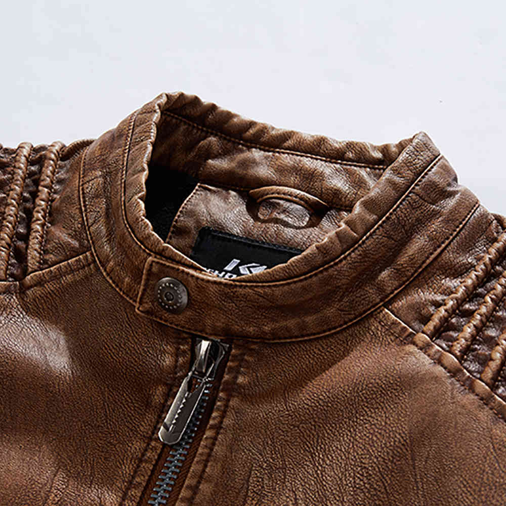 Style Leather Jacket Men Winter Fleece Motorcycle PU Leahter Jacket Male Casual Windbreaker Ropa De Hombre Slim Coat 210518