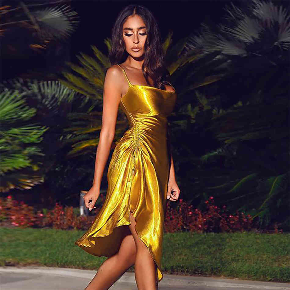 Summer Women Green Spaghetti Strap Midi Club Party Dress Sexy Sleeveless Elegant Celebrity Evening Runway Dresses 210423