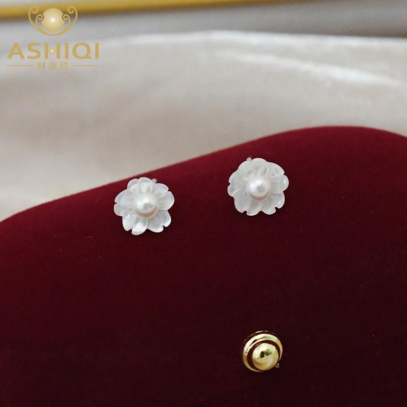 Stud ASHIQI Natural Freshwater Pearl Earrings 925 Sterling Silver Shell Flower Ladies Handmade Unique Gift
Stud ASHIQI Natural Freshwater Pearl Earrings 925 Sterling Silver Shell Flower Ladies Handmade Unique Gift