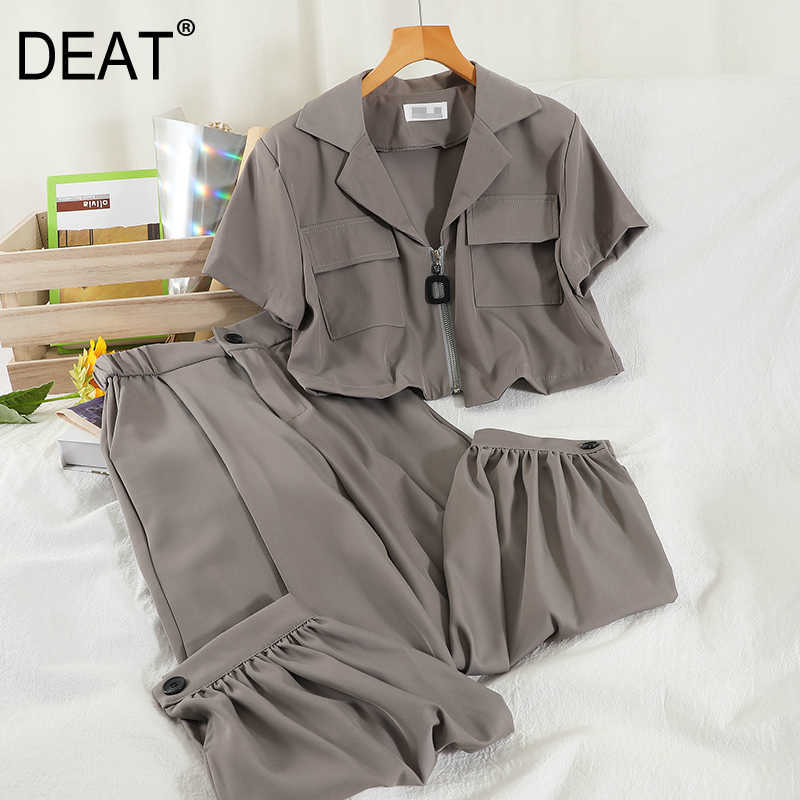 DEAT Women Notched Neck Zipper Long Pants Arrivals Two Piece Set Fashion Temperament Spring Summer 11D844 210709, Gray
DEAT Women Notched Neck Zipper Long Pants Arrivals Two Piece Set Fashion Temperament Spring Summer 11D844 210709, Gray