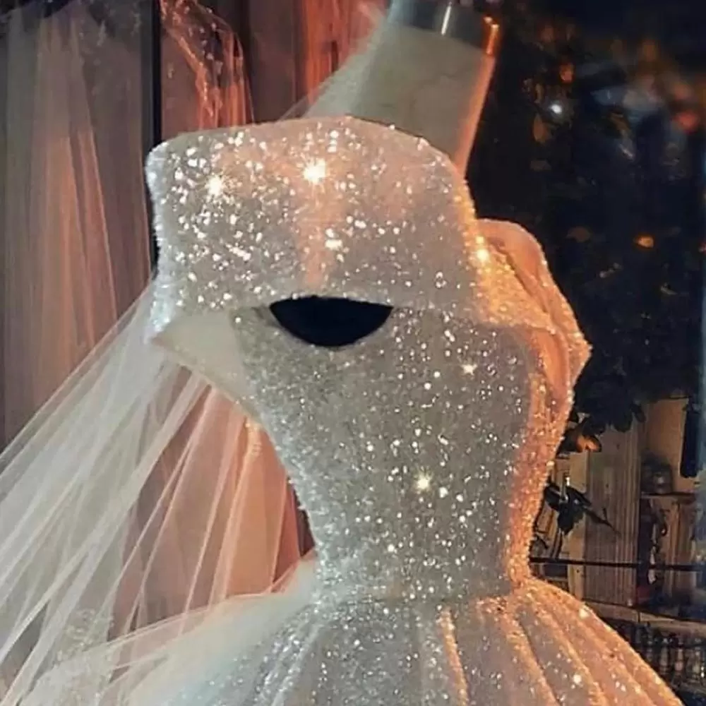 Sparkly Sequins Ballgown Wedding Dresses 2022 Bridal Gown Off the Shoulder Sweep Train Satin Tulle Plus Size Custom Made Vestido De Novia