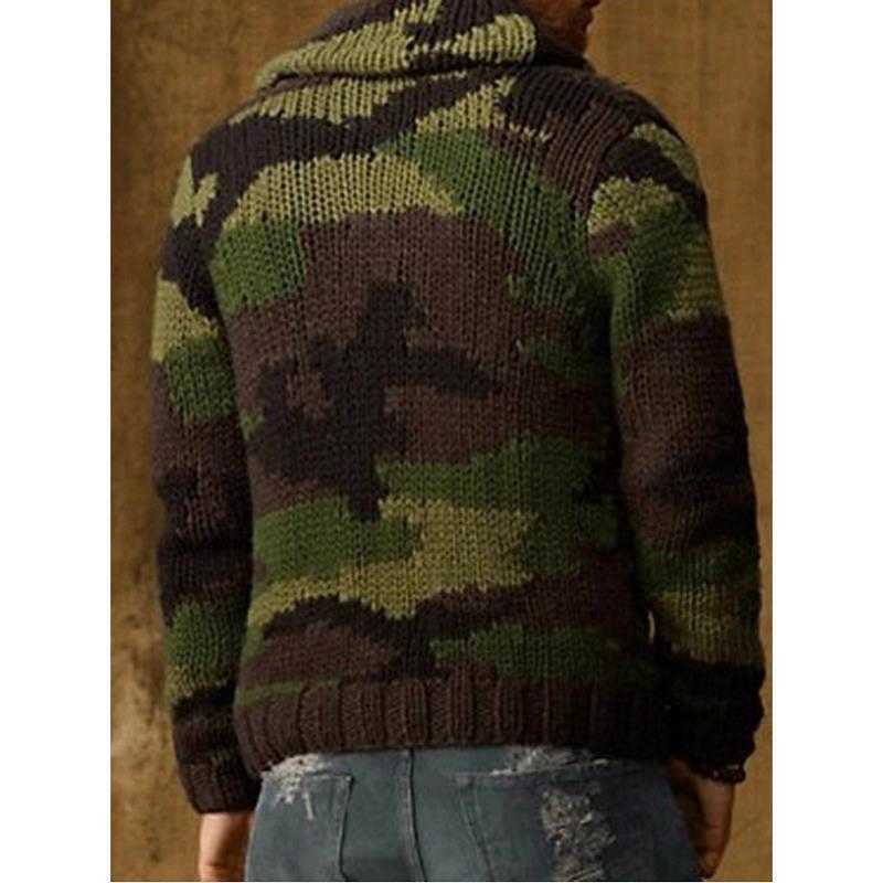 Men Turn-Down Collar Cardigan Autumn Winter Camouflage Comfortable Long Sleeve Clothes Knitted Casual Male Sweater Drop Shipping 210202