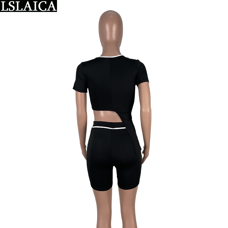 Women's Clothing Summer Solid Color Irregular Tops Short Pants Casual Knitted Suit for High Street Fashion Sets 210520