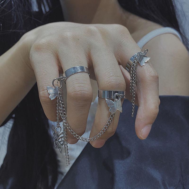 Cluster Rings Cross Butterfly Chain Opening Adjustable Ring Alloy Retro Ins Hip-hop Dark Wind For Women Girls, Golden;silver
Cluster Rings Cross Butterfly Chain Opening Adjustable Ring Alloy Retro Ins Hip-hop Dark Wind For Women Girls, Golden;silver