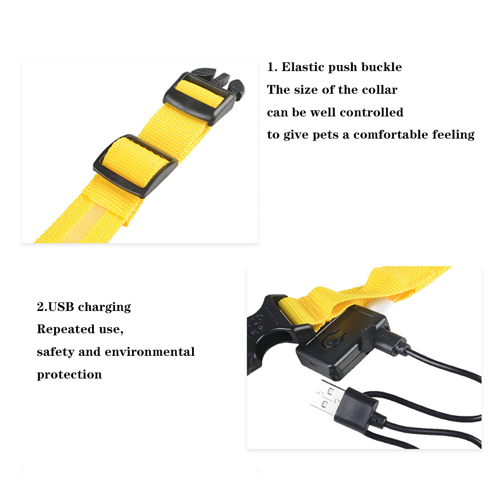 LED Dog Collar With USB Charging Anti-Lost Colorful Lights Collars For Puppy Kitten Dogs Collars Leads LED Supplies Pet Products
