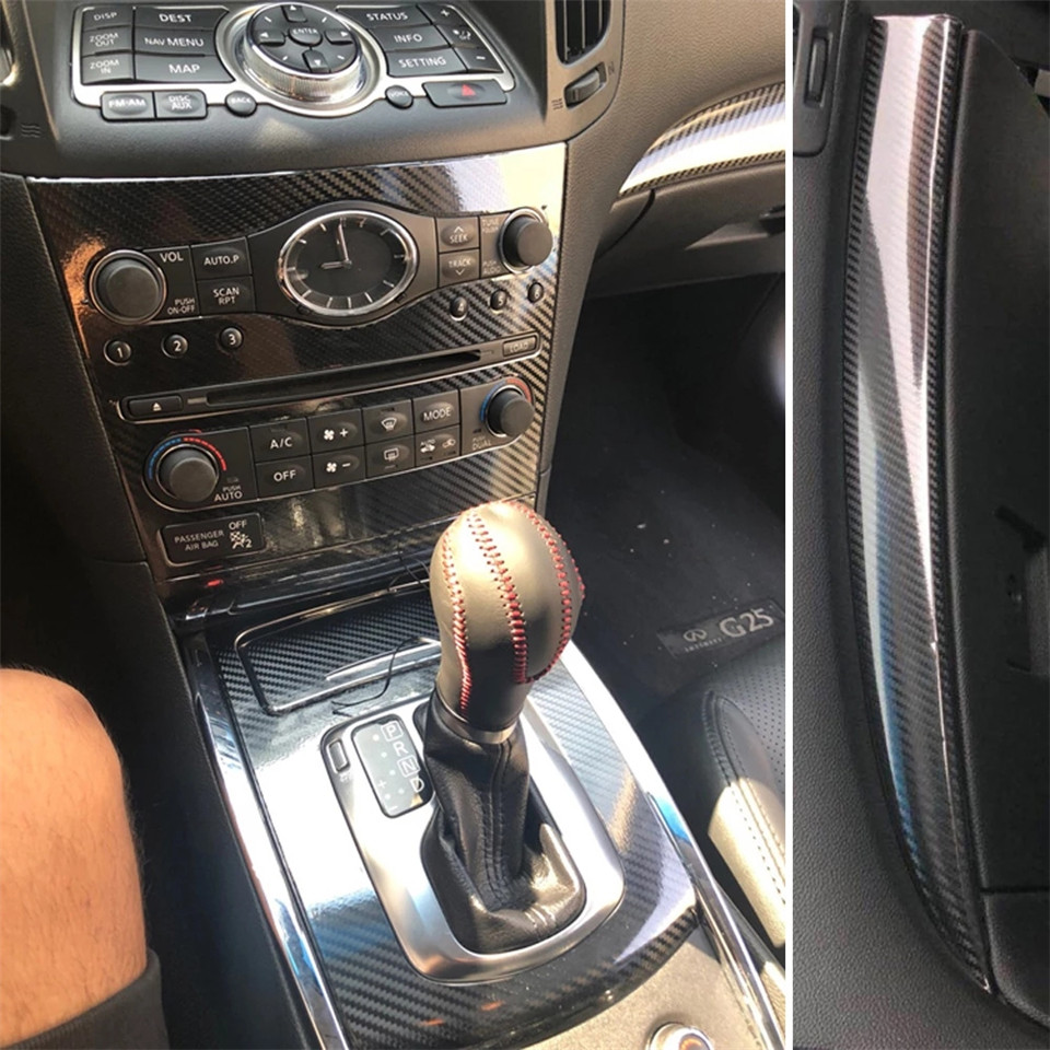 For Infiniti G25 G35 G37 2 Door coupe Car-Styling New 5D Carbon Fiber Car Interior Center Console Color Change Molding Sticker Decals