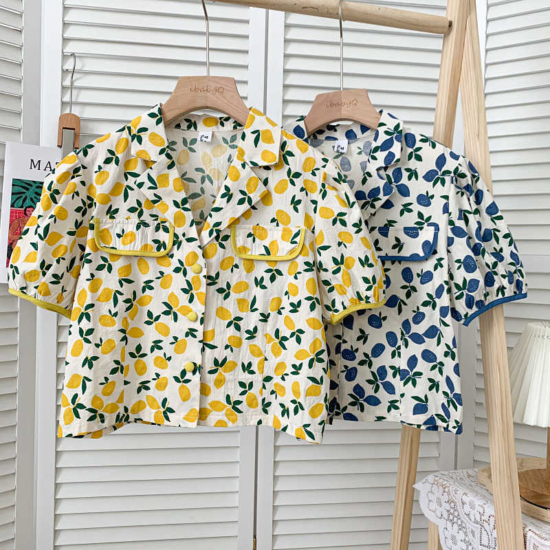 LY VAREY LIN Summer Women Casual Printing Notched Single Breasted Short Shirts Tops+high Waist Wide Leg Shorts Two Piece Set 210526