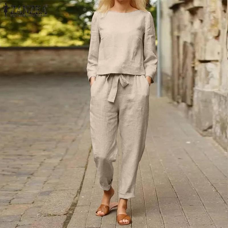 Women's Two Piece Pants Kaftan 2PCS Women Suits Solid Blouses ZANZEA 2021 Long Sleeve Shirts And Elastic Waist Female Tunic Pantalon Oversiz, White
Women's Two Piece Pants Kaftan 2PCS Women Suits Solid Blouses ZANZEA 2021 Long Sleeve Shirts And Elastic Waist Female Tunic Pantalon Oversiz, White