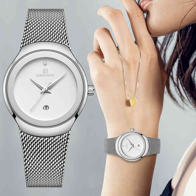 -NAVIFORCE Women Watches Top Brand Luxury Fashion Female Quartz Wrist Watch Ladies Stainless Steel Waterproof Girl Clock Relogio 210517, Silver white
-NAVIFORCE Women Watches Top Brand Luxury Fashion Female Quartz Wrist Watch Ladies Stainless Steel Waterproof Girl Clock Relogio 210517, Silver white
