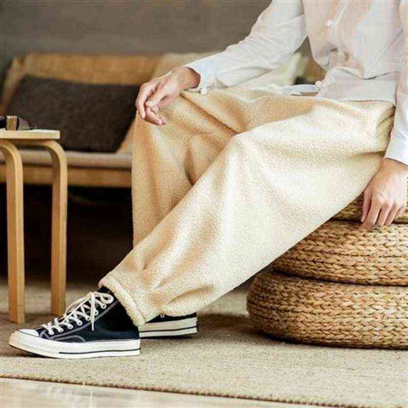 HOUZHOU Men's Winter Pants Black Trousers Male Casual Fleece Pants Fleeced Clothing Khaki Harajuku Korean Streetwear Hip Hop 5XL 211112