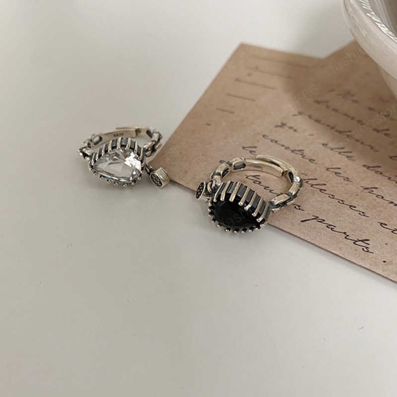 2021 Elegant Love Engagement Rings Fashion Vintage Punk Water Drop Geometric Ring Party Jewelry Gifts For Women Girls