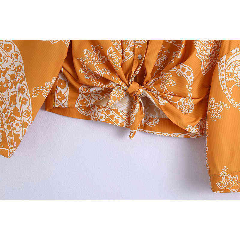 Two Piece Set Women Fashion Printed Bow Crop Shirt Vintage Shirring Mini Skirt Summer Woman Outfit Dress Sets Suits 211106