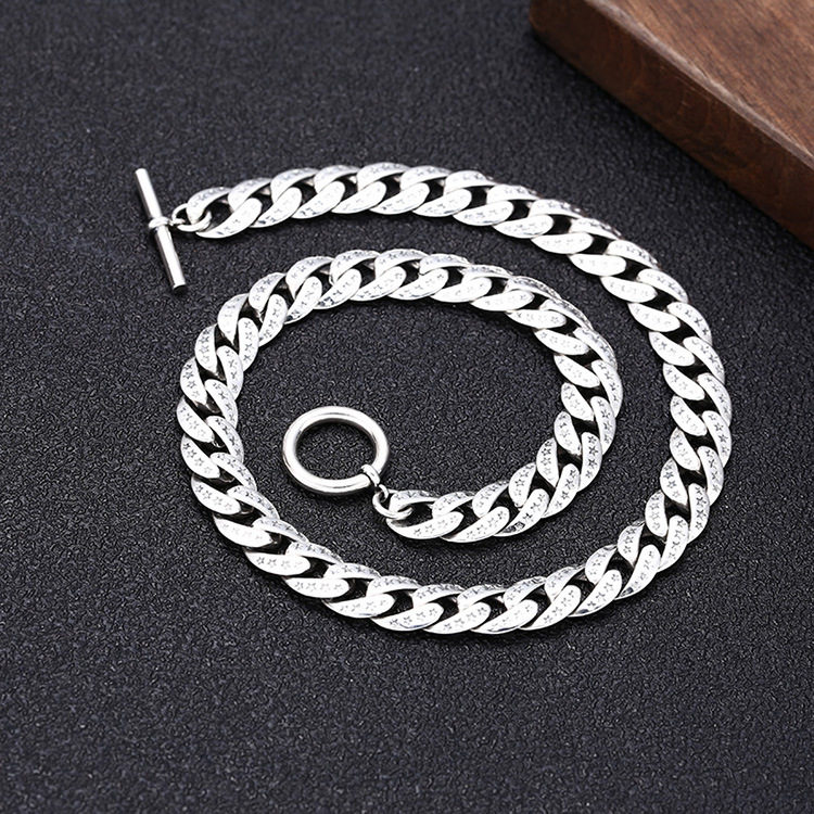 925 sterling silver thick link chain men's necklaces with toggle American European Hip-hop handmade designer punk gothic antique luxury jewelry a