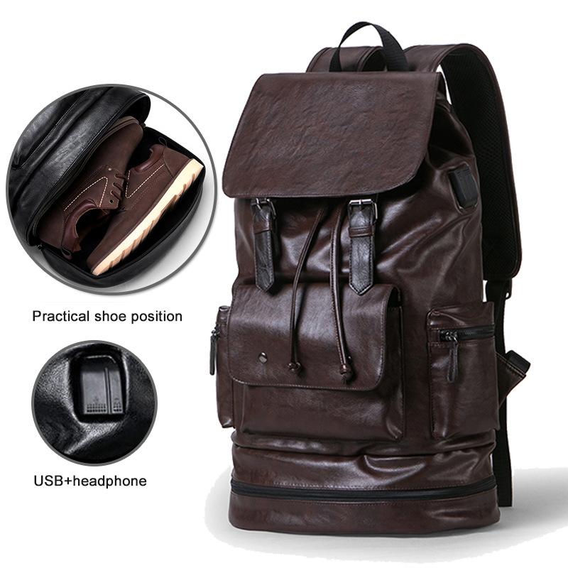 Men's Backpack PU Leather Shoe Compartment Large Capacity Rucksack Men For Traveling With USB Charging K015, Black
Men's Backpack PU Leather Shoe Compartment Large Capacity Rucksack Men For Traveling With USB Charging K015, Black