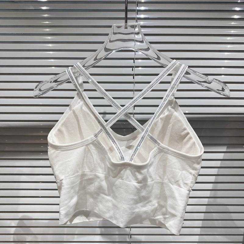 DEAT Spring Summer Arrivals Solid Color Backless Sling Bra Fashion Temperament Sexy Women Paste Drill Vest MZ826 210709
