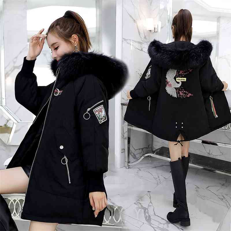 Down jacket 2021 winter trend simple personality long sleeve medium length solid color hooded Fashion Button, Black
Down jacket 2021 winter trend simple personality long sleeve medium length solid color hooded Fashion Button, Black
