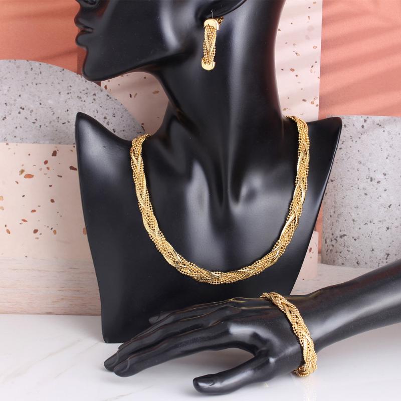 Earrings & Necklace Fashion Women Gold Plated Jewelry Sets Punk Twist Bracelet Dangle Weddings Bridal Set Christmas Gifts, Silver
Earrings & Necklace Fashion Women Gold Plated Jewelry Sets Punk Twist Bracelet Dangle Weddings Bridal Set Christmas Gifts, Silver
