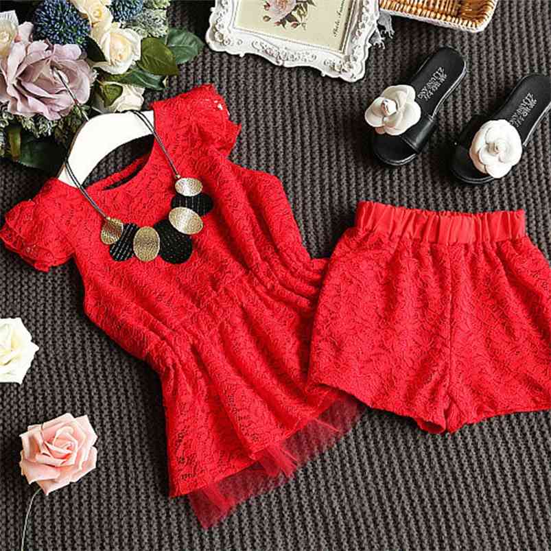 Arrivals Summer Children Sets Short Sleeve Lace Dresses Red Solid Shorts Cute 2Pcs Girls Clothes 2-7T 210629
Arrivals Summer Children Sets Short Sleeve Lace Dresses Red Solid Shorts Cute 2Pcs Girls Clothes 2-7T 210629