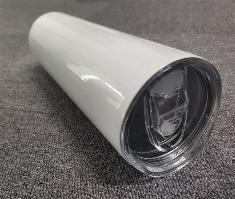 Blank Sublimation Tumbler 20oz STRAIGHT skinny tumbler Straight Cups Stainless Steel slim Insulated Tumbler Beer Coffee Mugs Rubber bottom