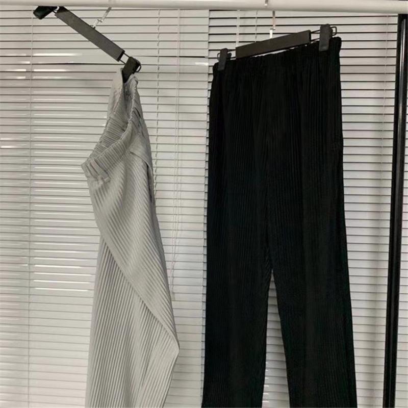 mens pants Solid Color Pleated PLISSE Sweatpants Men Women Joggers Drawstring HOMME Trousers Sweat