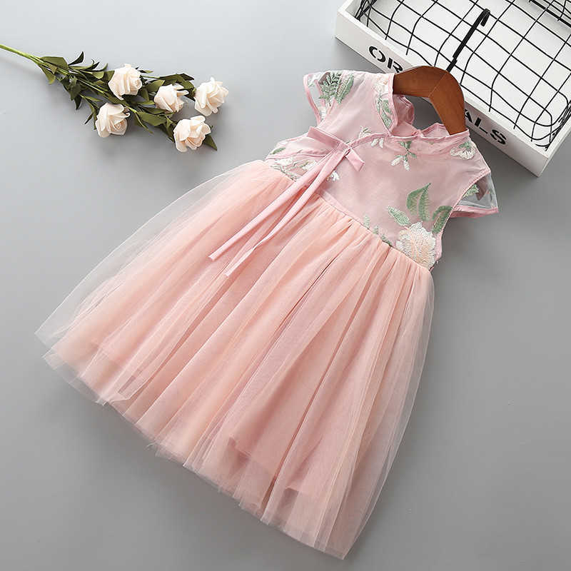 3-7 year High quality girl dress summer Chinese style bow flower kid children clothing party formal princess 210615, Pink
3-7 year High quality girl dress summer Chinese style bow flower kid children clothing party formal princess 210615, Pink
