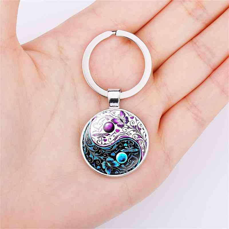 Key Rings Chinese Style Accessories Yin Yang Tai Chi Eight Diagrams Cat Footprints Time Ring Chain