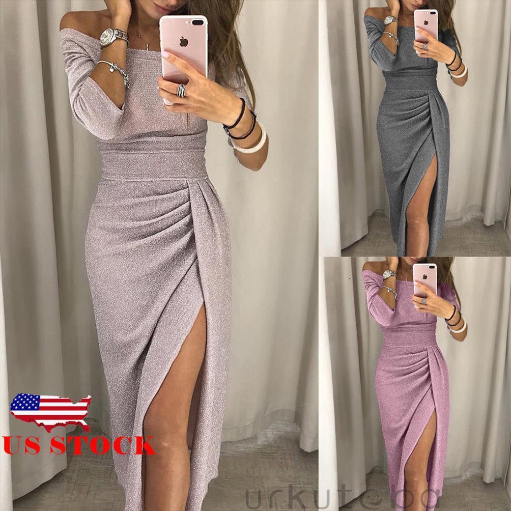 off shoulder women dresses long sleeve ball prom bodycon evening party wedding clubwear, Black;gray 
off shoulder women dresses long sleeve ball prom bodycon evening party wedding clubwear, Black;gray