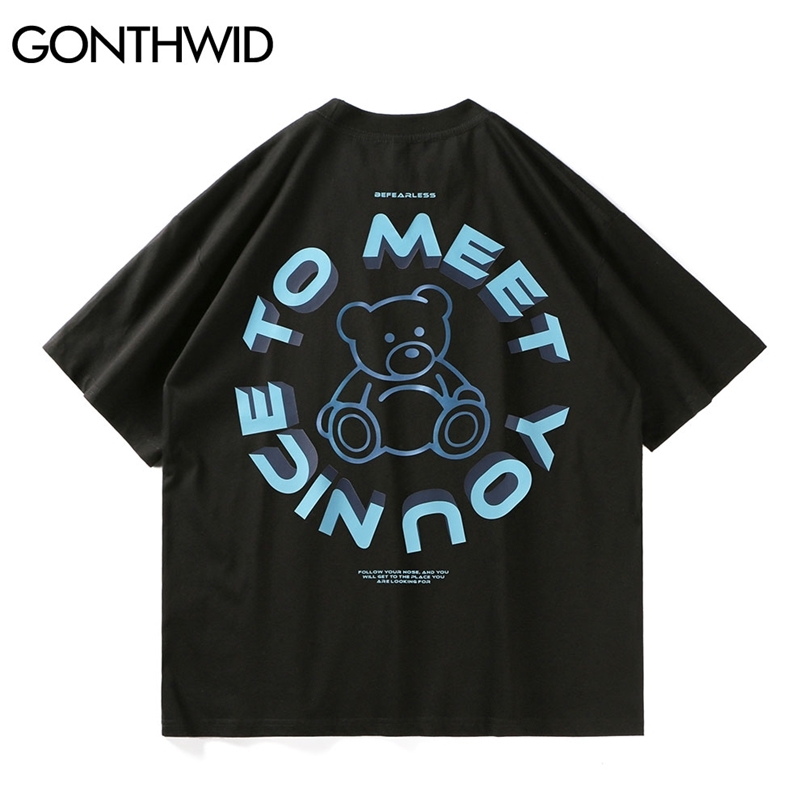 Tees Tops Men Summer Harajuku Casual Bear Print Short Sleeve T-Shirts Fashion Streetwear Hip Hop Loose Cotton Tshirts 210602, White
Tees Tops Men Summer Harajuku Casual Bear Print Short Sleeve T-Shirts Fashion Streetwear Hip Hop Loose Cotton Tshirts 210602, White