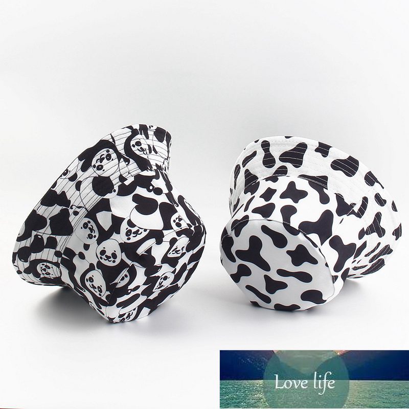 New Fashion Reversible Black White Cow Print Bucket Hat Panama Summer Sun Caps For Women Men Fisherman Hat Factory price expert design Quality Latest 