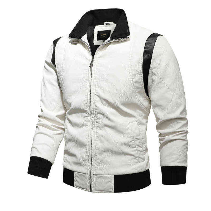 Men's Motorcycle Leather Jacket Embroidered Scorpion Leisure Bomber Black Stand Collar PU Jacket For Autumn 211111