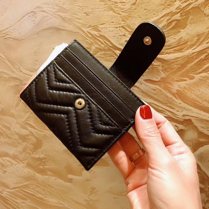 Marmont Wallet Card Case Top Quality Fashion Women Coin Purse Pouch Quilted Leather Mini Short Wallets Main Credit Holder Clutch, 1#