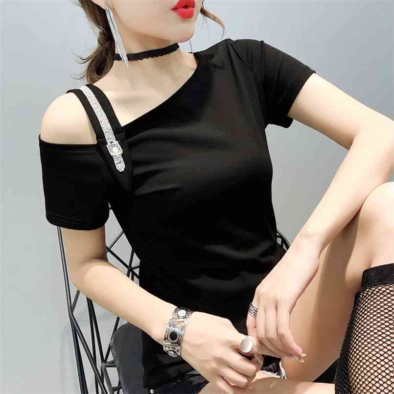 Summer Korean Clothes T-shirt Fashion Sexy Dimonds Off Shoulder Women Tops Ropa Mujer Shirt Short Sleeve Cotton Tees T05310 210708, White tshirt
Summer Korean Clothes T-shirt Fashion Sexy Dimonds Off Shoulder Women Tops Ropa Mujer Shirt Short Sleeve Cotton Tees T05310 210708, White tshirt