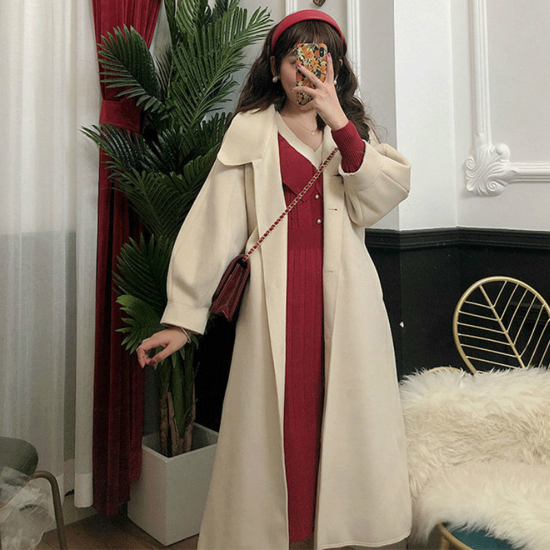 Winter Retro Knitted Dress Women Sweet V-Neck Midi Sweater Dress Female Long Sleeve French Elegant Dress Korean 210521