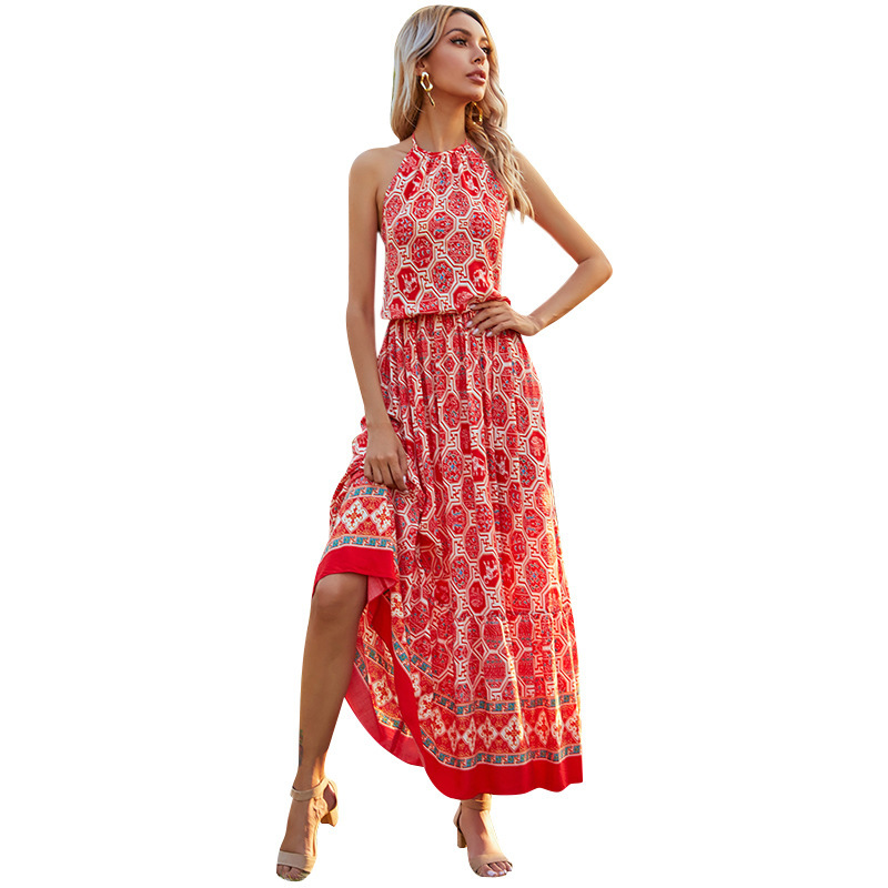 Women Dress Sleeveless Printed Bohemia es Sexy Long Print Floral Maxi Backless Plus Size Summer es 210513
